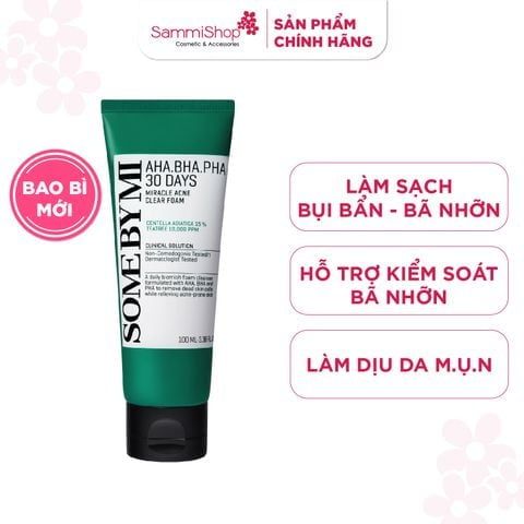 APP+WEB 16.03-31.03 Some By Mi Sữa rửa mặt AHA-BHA-PHA 30 Days Miracle Acne Clear Foam 100ml