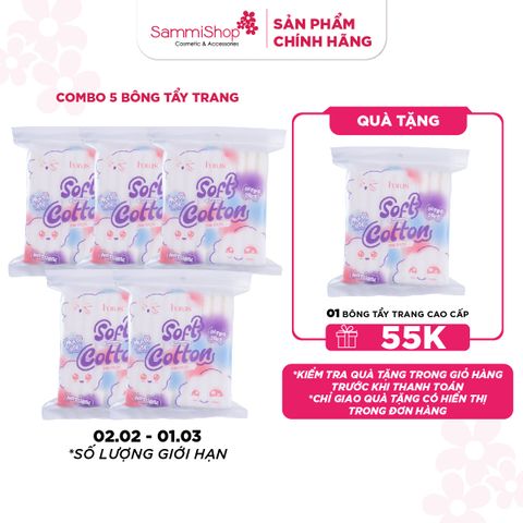 APP+WEB 02.02 - 01.03 COMBO 5 Horus Bông Tẩy Trang Cao Cấp Rectangular Soft Cotton Pad 200 Pads