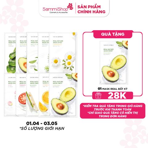 APP+WEB 01.04 - 03.05 COMBO 10 Nature Republic Mặt nạ giấy Real BẤT KỲ 28,473đ