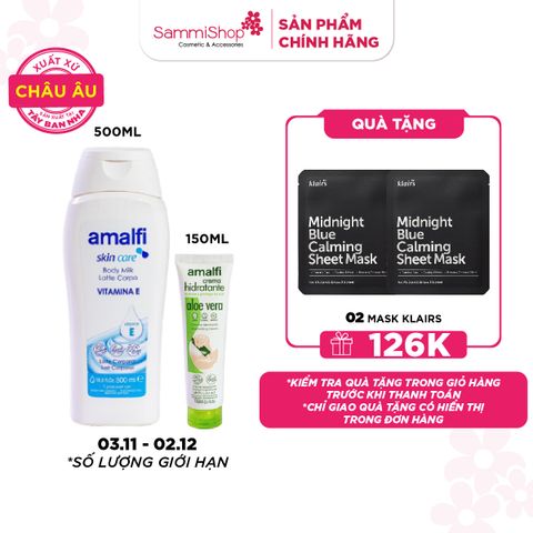 COMBO 03.11 - 02.12 Amalfi Kem dưỡng Aloe Vera Moisturising Cream 150ml + Amalfi Sữa dưỡng thể 500ml