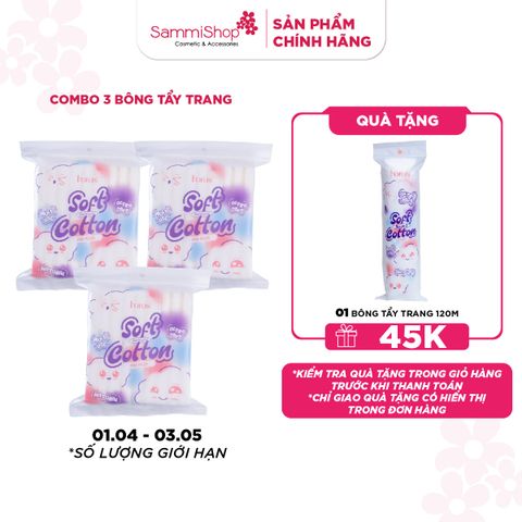 APP+WEB 01.04 - 03.05 COMBO 3 Horus Bông Tẩy Trang Cao Cấp Rectangular Soft Cotton Pad 200 Pads