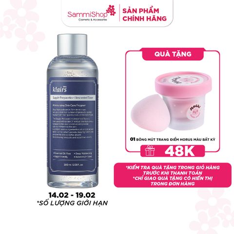 SALE XUYÊN TẾT 14-19.2  Dear, Klairs nước hoa hồng Supple Preparation Unscented Toner 180mL