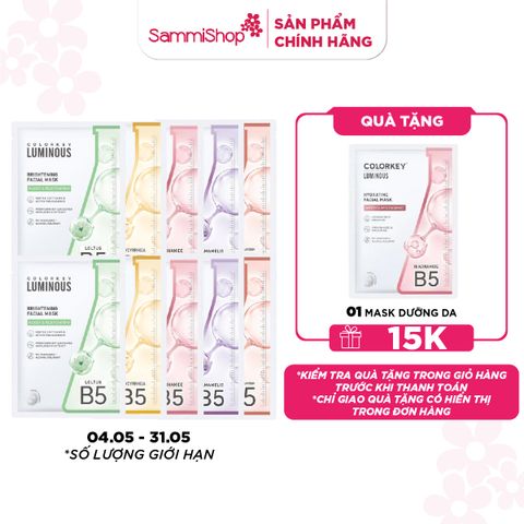 APP+WEB 04.05-31.05 COMBO 10 COLORKEY Mặt nạ giấy Luminous B5 Facial Mask 25ml