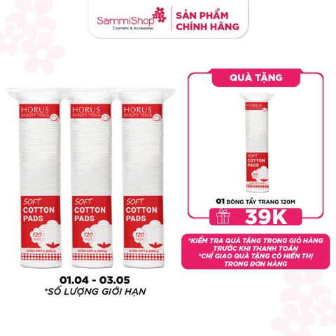 APP-WEB 01.04 - 03.05 COMBO 3 Horus Bông tẩy trang Soft Cotton Pads 120 pads
