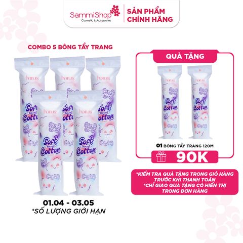 APP+WEB 01.04 - 03.05 Combo 5 Horus Bông tẩy trang tròn Round Soft Cotton Pads 120 pads - Ultra Soft