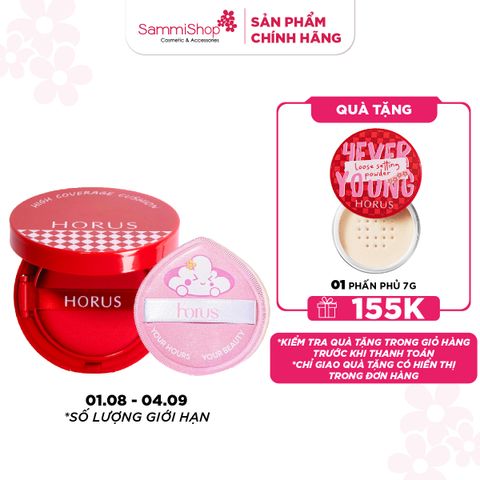 COMBO 01.08 - 04.09 HORUS Phấn nước Dream Cover Air Cushion 12.5g+ Horus Bông mút trang điểm Horus Pang Pang Big Puff