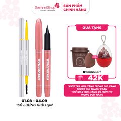 COMBO 01.08 - 04.09 Lemonade chì kẻ mày Micro Eyebrow + Lemonade Kẻ mắt Supernatural Eyeliner - Black