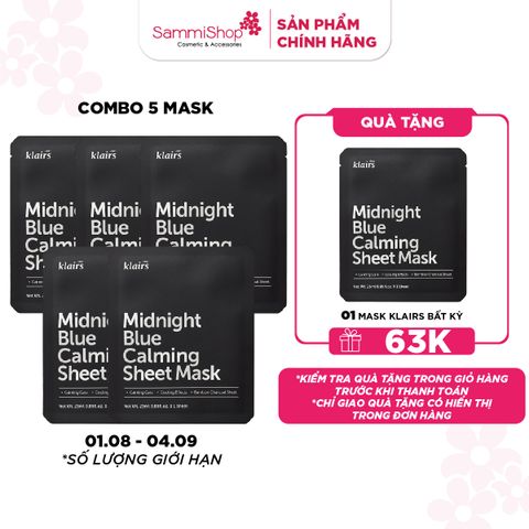 COMBO 01.08 - 04.09 Combo 5 Dear, Klairs Mặt nạ giấy Midnight Blue Calming GNY 62,836d
