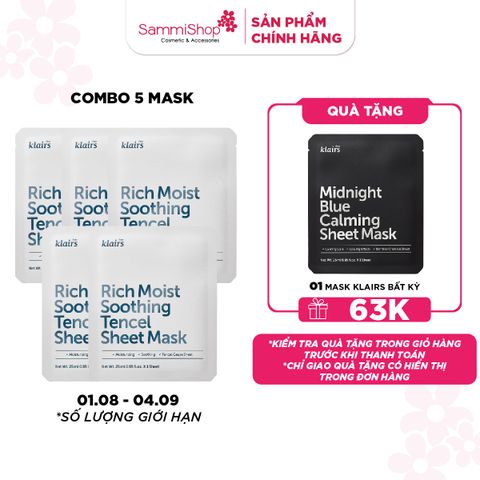 COMBO 01.08 - 04.09 Combo 5 Dear, Klairs Mặt nạ giấy Rich Moist GNY 62,818d