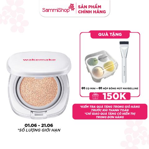 01.06-21.06 MEGA SALE Wakemake Bộ sản phẩm Phấn nước Seamless Wear Cushion Refill Set SPF50+/PA+++ 15g