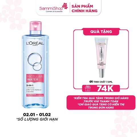 APP+WEB 02.01 - 01.02 Loreal Micellar Water 3-in-1 Moisturizing Even For Sensitive Skin 400ml