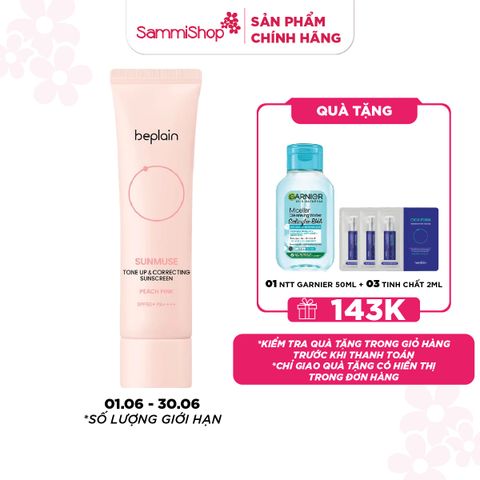 APP+WEB 01.06 - 30.06 Beplain Kem chống nắng Sunmuse Tone Up & Correcting Sunscreen Peach Pink SPF50+ PA++++ 50ml
