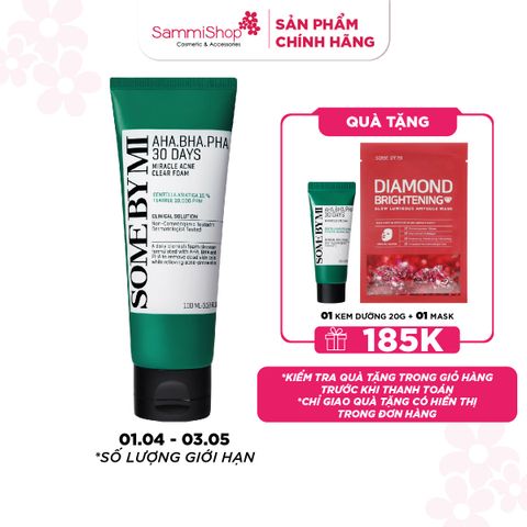 APP-WEB 01.04 - 03.05 Some By Mi Sữa rửa mặt AHA-BHA-PHA 30 Days Miracle Acne Clear Foam 100ml