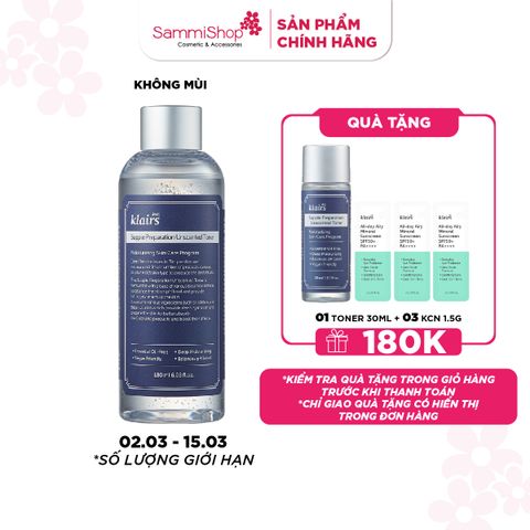 APP+WEB 02.03 - 15.03 Dear, Klairs nước hoa hồng Supple Preparation Unscented Toner 180mL