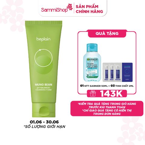APP+WEB 01.06 - 30.06 Beplain Sữa rửa mặt Mung Bean pH-Balanced Cleansing Foam 160ml