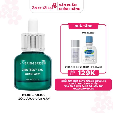 APP+WEB 01.06 - 30.06 Bring Green Tinh chất Zinc Teca Blemish Serum 25ml