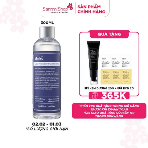 APP+WEB 02.02 - 01.03 Dear, Klairs nước hoa hồng Supple Preparation Unscented Toner 300ml