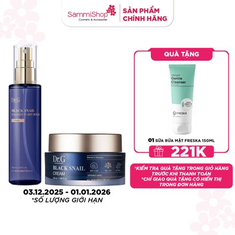 COMBO 03.12 - 01.01 Dr.G Kem dưỡng Black Snail Cream 50ml + Dr.G Tinh chất Black Snail Collagen To Mist Serum 100ml