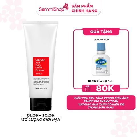 APP+WEB 01.06 - 30.06 COSRX Sữa rửa mặt Salicylic Acid Daily Gentle Cleanser 150ml