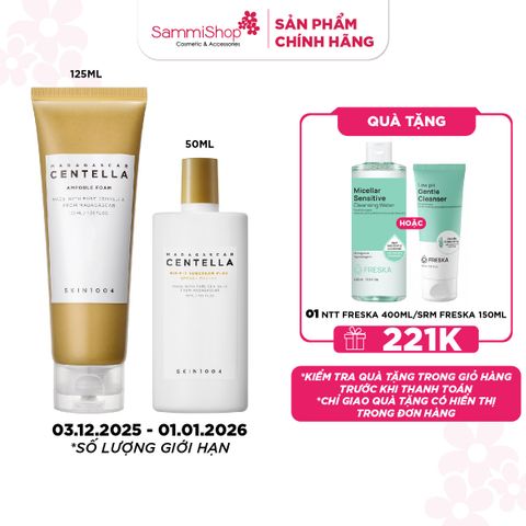 COMBO 03.12 - 01.01 Skin1004 Kem chống nắng Madagascar 50ml + Skin1004 Sữa rửa mặt Madagascar Centella Ampoule Foam 125ml