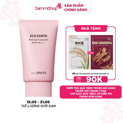The Saem Kem chống nắng Eco Earth Pink Sun Cream EX SPF50+ PA++++ 50g