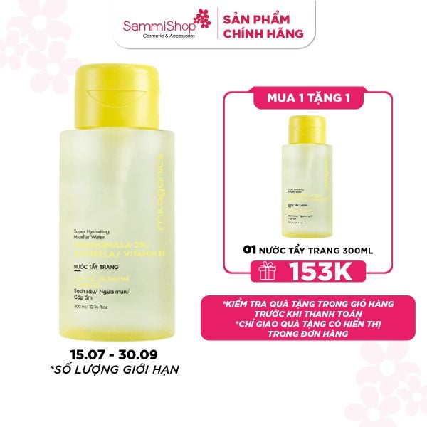 15.7 - 30.9 MUA 1 TẶNG 1 Milaganics Nước tẩy trang Hoa cúc, Rau má, Vitamin B5 300ml