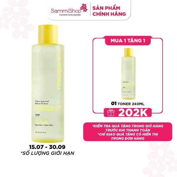 15.7 - 30.9 MUA 1 TẶNG 1 Milaganics Toner Hoa cúc, AHA, Niacinamide 240ml