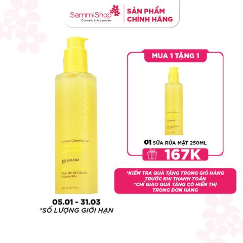5.1 - 31.3 MUA 1 TẶNG 1 Milaganics Sữa rửa mặt hoa cúc Moisture Cleansing Gel Chamomilla Ceramide 250ml