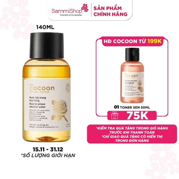 Cocoon Nước tẩy trang hoa hồng Rose Bi-Phase Micellar Water