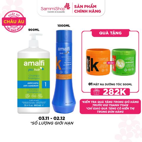 3.11 - 2.12 COMBO Amalfi Dầu gội Anti-Dandruff Shampoo 900ml + Amalfi Dầu xả Conditioner with Keratin Spa Perfume 1000ml