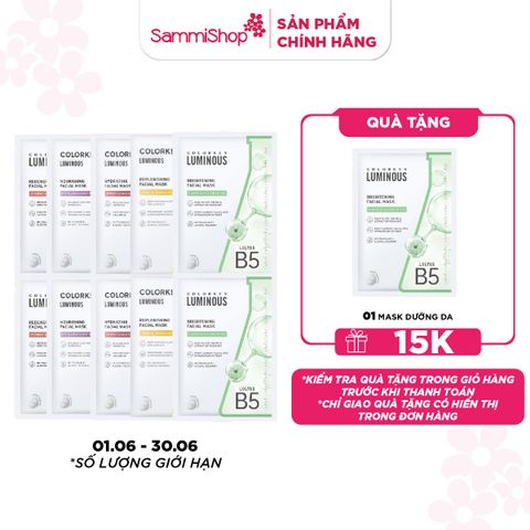 APP+WEB 01.06 - 30.06 COMBO 10 COLORKEY Mặt nạ giấy Luminous B5 Facial Mask 25ml
