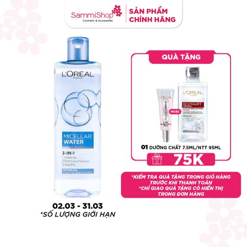 APP+WEB 02.03 - 31.03 Loreal Micellar Water 3-in-1 Refreshing Even For Sensitive Skin 400ml