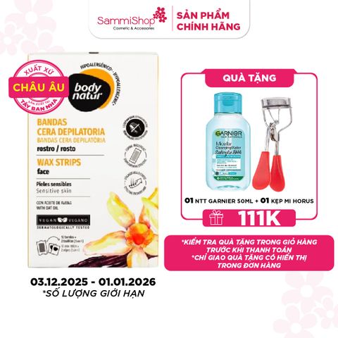 APP + WEB 3.12 - 1.1 Body Natur Bộ miếng dán tẩy lông Wax Strips Face Sensitive Skin 12+2