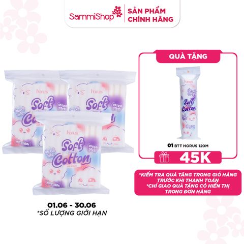 APP+WEB 01.06 - 30.06 COMBO 3 Horus Bông Tẩy Trang Cao Cấp Rectangular Soft Cotton Pad 200 Pads