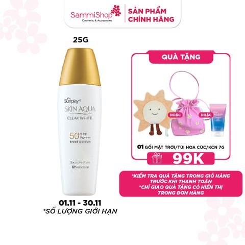 Sunplay Sữa chống nắng Skin Aqua Clear White SPF50+ PA++++ 25g