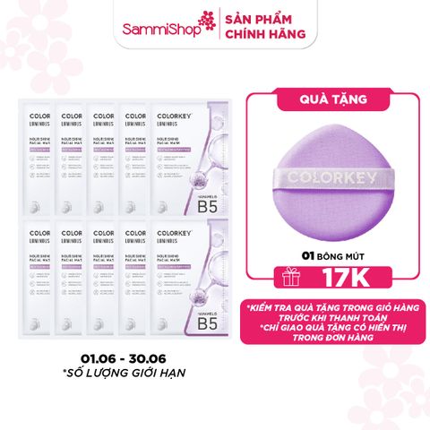 01.06 - 30.06 COMBO 10 COLORKEY Mặt nạ giấy Luminous B5 Facial Mask 25ml