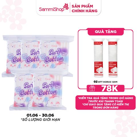 APP+WEB 01.06 - 30.06 COMBO 5 Horus Bông Tẩy Trang Cao Cấp Rectangular Soft Cotton Pad 200 Pads