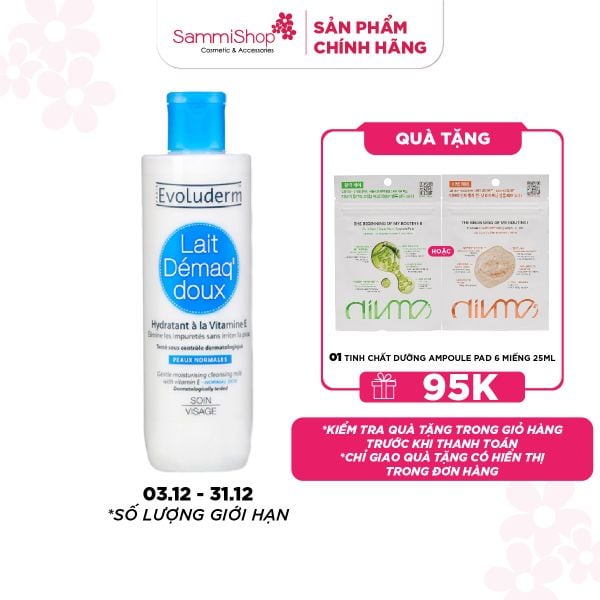 Evoluderm Sữa rửa mặt tẩy trang cho da thường Gentle Make-up Remover 250ml