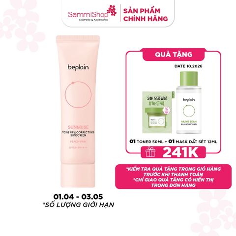 APP-WEB 01.04 - 03.05 Beplain Kem chống nắng Sunmuse Tone Up & Correcting Sunscreen Peach Pink SPF50+ PA++++ 50ml
