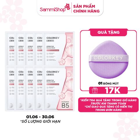 01.06 - 30.06 COMBO 10 COLORKEY Mặt nạ giấy Luminous B5 Facial Mask 25ml
