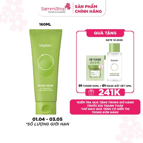 APP-WEB 01.04 - 03.05 Beplain Sữa rửa mặt Mung Bean pH-Balanced Cleansing Foam 160ml