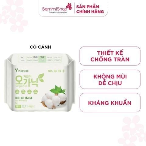 01.04 - 30.04 Yeonchi Băng vệ sinh ban ngày Organic 8 miếng có cánh