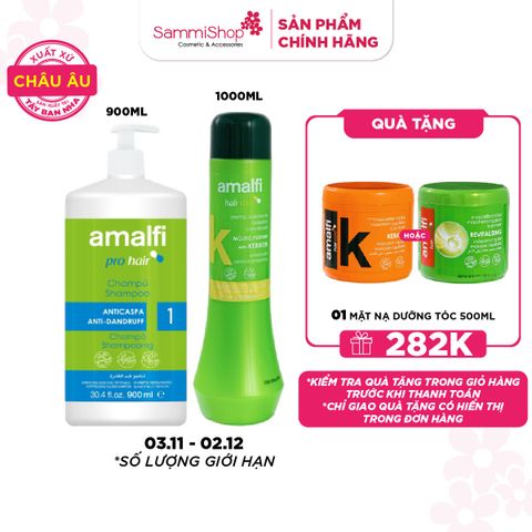3.11 - 2.12 COMBO  Amalfi Dầu gội Anti-Dandruff Shampoo 900ml + Amalfi Dầu xả Conditioner with Keratin Mojito Perfume 1000ml