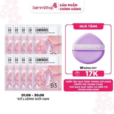 01.06 - 30.06 COMBO 10 COLORKEY Mặt nạ giấy Luminous B3 Facial Mask 30ml