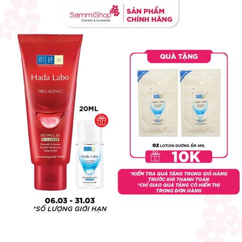 Hadalabo Kem rửa mặt Pro-Aging Retinol B3 Cleanser 80g + quà