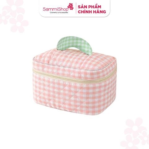 [HÀNG TẶNG KHÔNG BÁN] QT Rohto Túi Trang Điểm - Caro Hồng
