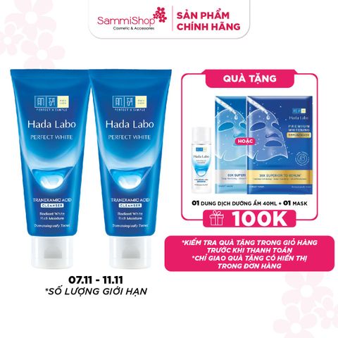07.11 - 11.11 COMBO 2 HadaLabo Kem rửa mặt Perfect White Tranexamic Acid Cleanser 80g