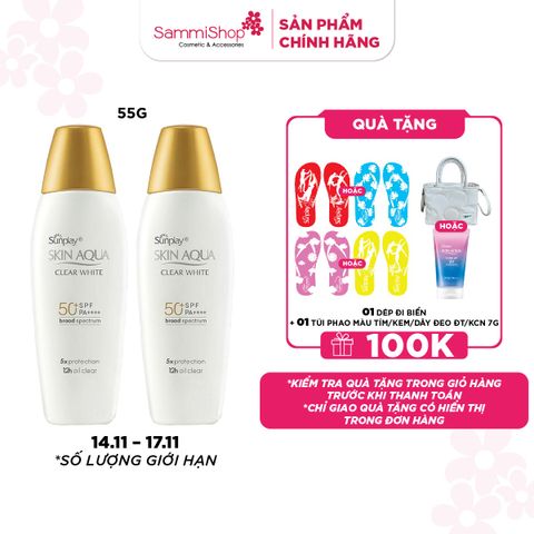 14.11 - 17.11 COMBO 2 Sunplay Sữa chống nắng Skin Aqua Clear White SPF50+ PA++++ 55g