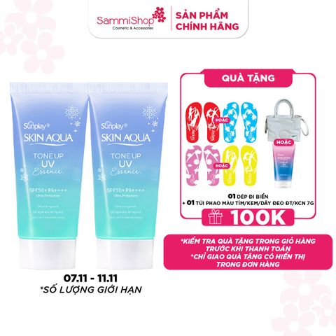 07.11 - 11.11 COMBO 2 Sunplay Tinh chất chống nắng Skin Aqua Tone Up UV Essence Blue SPF50+ PA++++ 50g