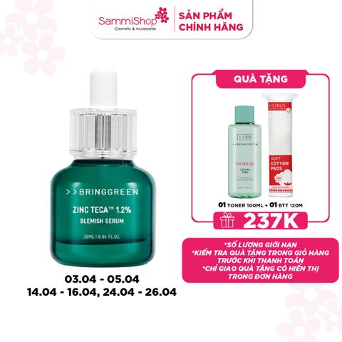 APP-WEB SPIKEDAY 14.04 - 16.04 Bring Green Tinh chất Zinc Teca Blemish Serum 25ml